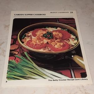 The Betty Crocker Recipe Card Library REPLACEMENT CARD BUDGET CASSEROLES 1971